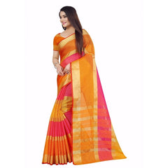 Mayawye Women's Kota Doria Cotton Plain Saree With Blouse (Multicolor, 5-6 Mtrs)