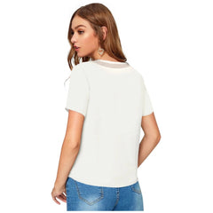 Mayawye Women's Polyester, Knitting Western Wear T-Shirt (White)
