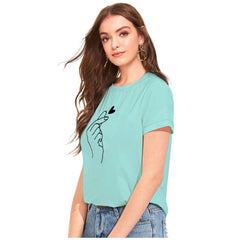 Mayawye Women's Cotton Western Wear T-Shirt (Green)