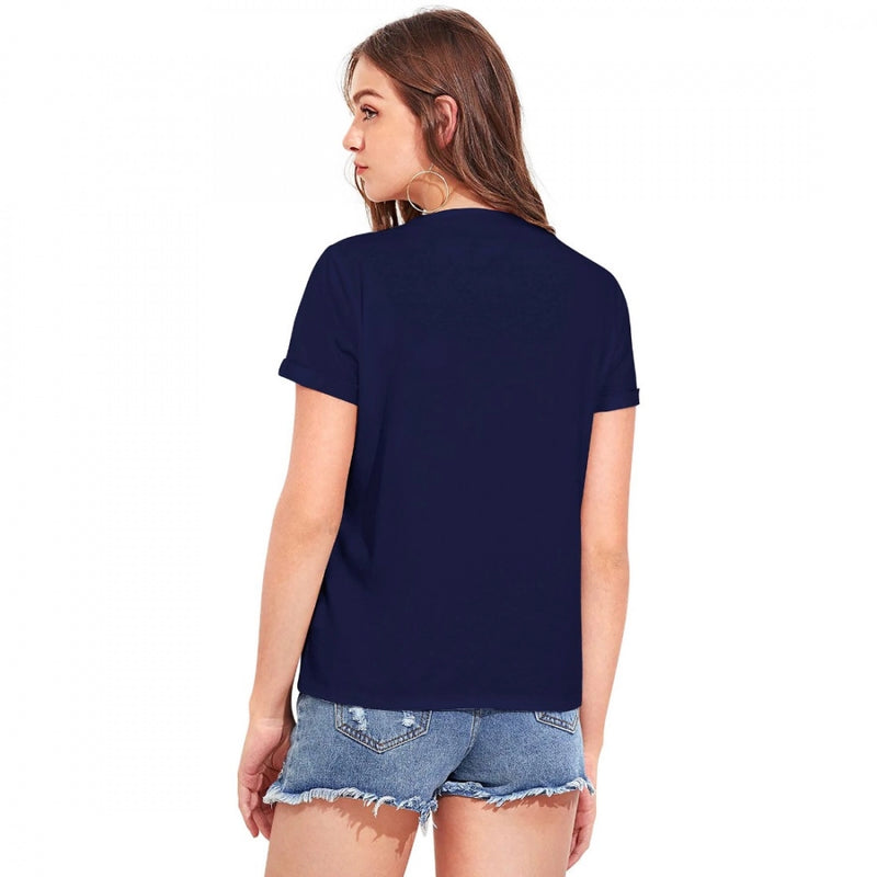 Mayawye Women's Cotton Western Wear T-Shirt (Blue)