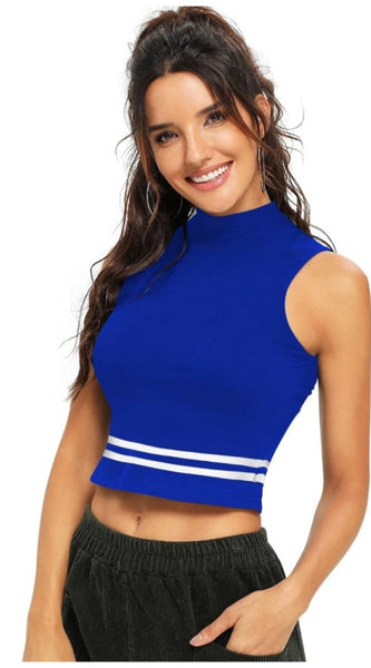 Mayawye Women's Polyester, Knitting Western Wear Tops (Royal Blue)