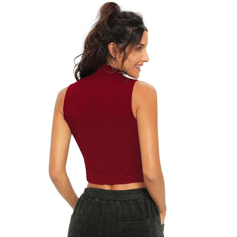 Mayawye Women's Polyester, Knitting Western Wear Tops (Maroon)