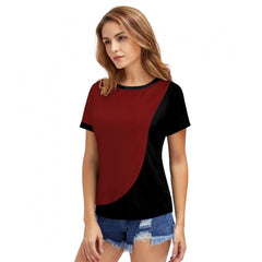 Mayawye Women's Polyester, Knitting Western Wear T-Shirt (Maroon)