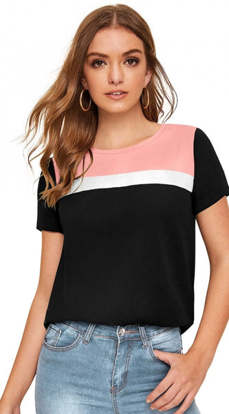 Mayawye Women's Polyester, Knitting Western Wear T-Shirt (Peach)