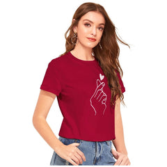 Mayawye Women's Cotton Western Wear T-Shirt (Maroon)