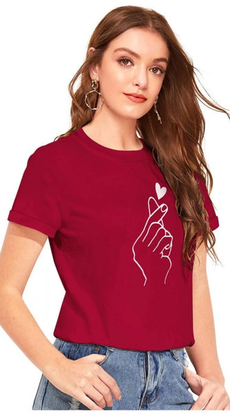 Mayawye Women's Cotton Western Wear T-Shirt (Maroon)