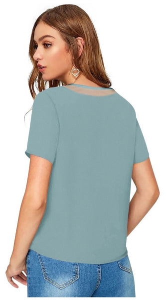 Mayawye Women's Polyester, Knitting Western Wear T-Shirt (Pista)