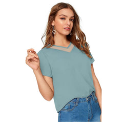 Mayawye Women's Polyester, Knitting Western Wear T-Shirt (Pista)