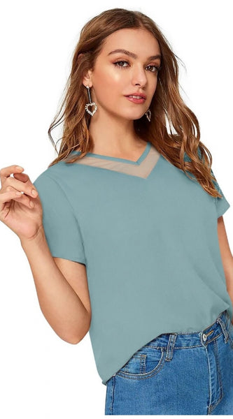 Mayawye Women's Polyester, Knitting Western Wear T-Shirt (Pista)