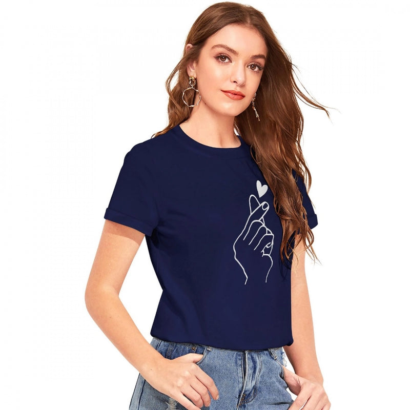 Mayawye Women's Cotton Western Wear T-Shirt (Blue)