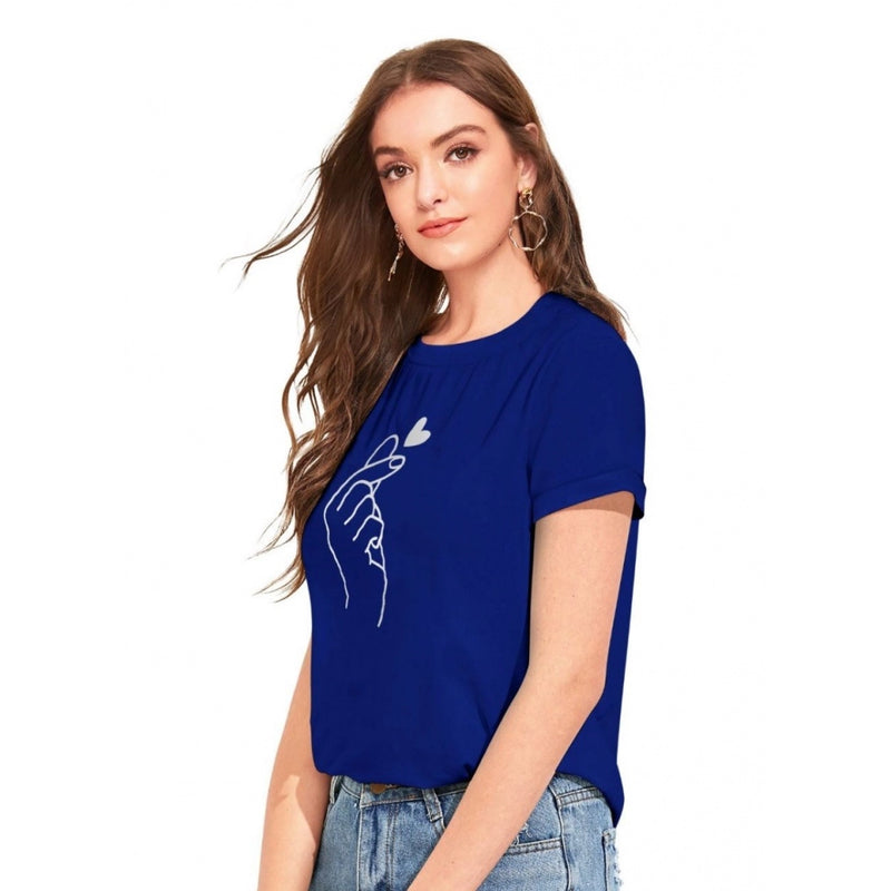 Mayawye Women's Cotton Western Wear T-Shirt (Royal Blue)