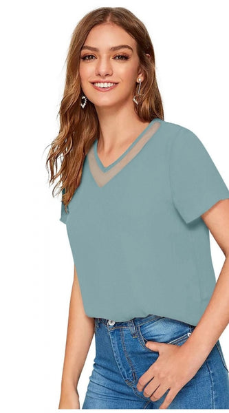 Mayawye Women's Polyester, Knitting Western Wear T-Shirt (Pista)