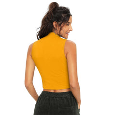 Mayawye Women's Polyester, Knitting Western Wear Tops (Yellow)