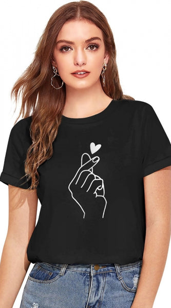Mayawye Women's Cotton Western Wear T-Shirt (Black)
