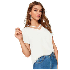 Mayawye Women's Polyester, Knitting Western Wear T-Shirt (White)