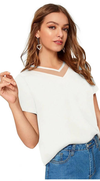 Mayawye Women's Polyester, Knitting Western Wear T-Shirt (White)