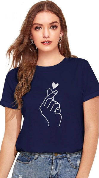 Mayawye Women's Cotton Western Wear T-Shirt (Blue)