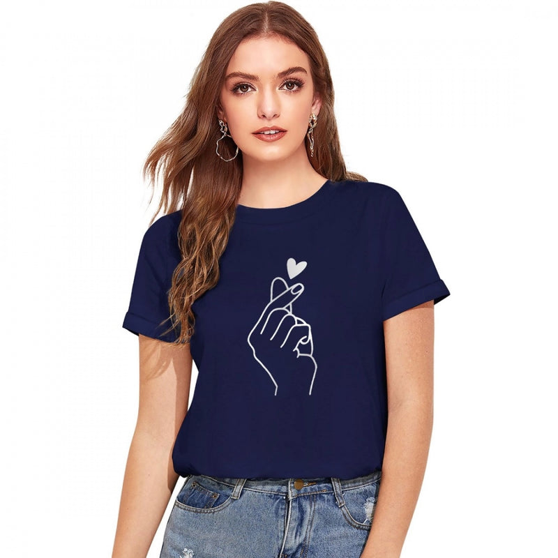 Mayawye Women's Cotton Western Wear T-Shirt (Blue)