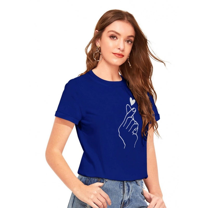 Mayawye Women's Cotton Western Wear T-Shirt (Royal Blue)