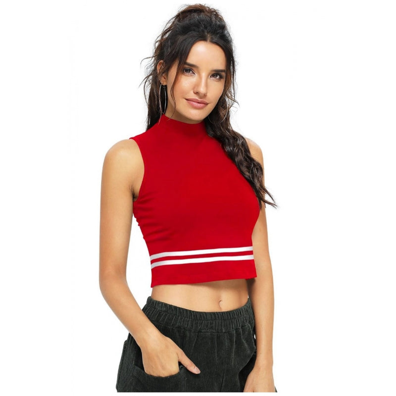 Mayawye Women's Polyester, Knitting Western Wear Tops (Red)