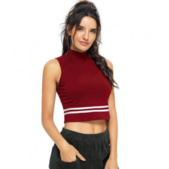 Mayawye Women's Polyester, Knitting Western Wear Tops (Maroon)