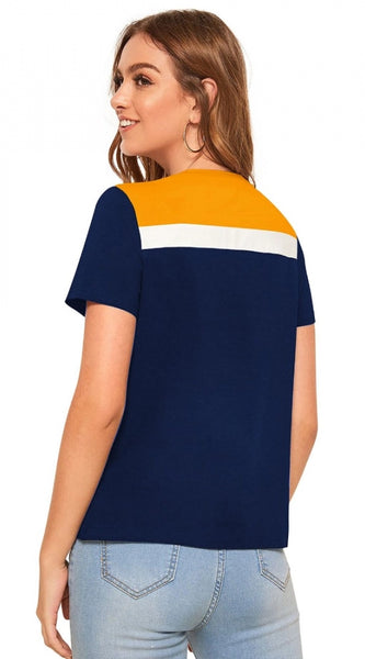 Mayawye Women's Polyester, Knitting Western Wear T-Shirt (Yellow)