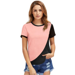 Mayawye Women's Polyester, Knitting Western Wear T-Shirt (Peach)