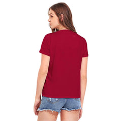 Mayawye Women's Cotton Western Wear T-Shirt (Maroon)
