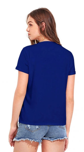 Mayawye Women's Cotton Western Wear T-Shirt (Royal Blue)