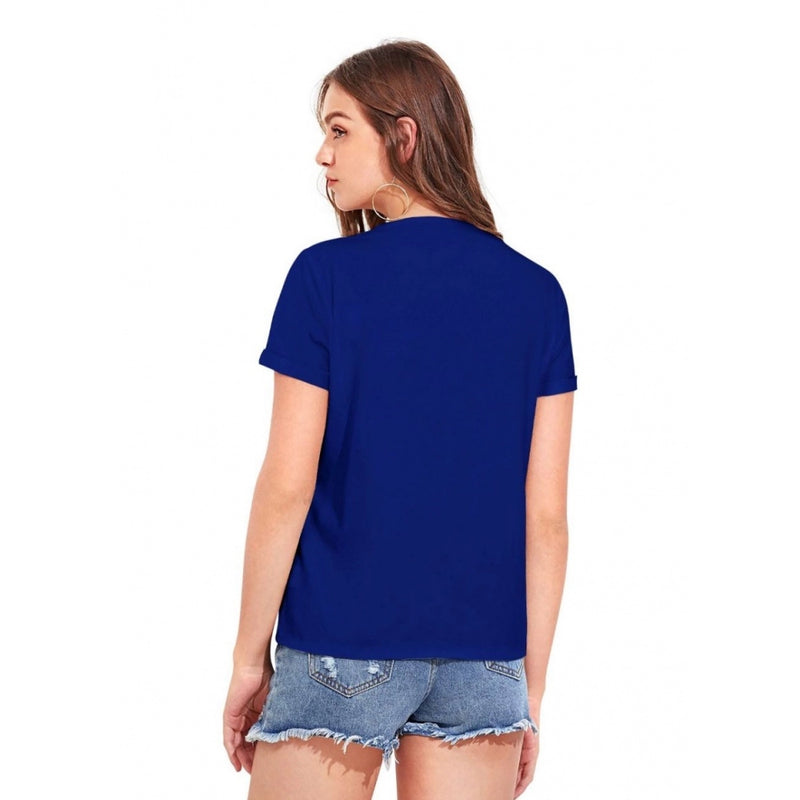Mayawye Women's Cotton Western Wear T-Shirt (Royal Blue)