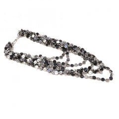 Mayawye Jewellery Stylish Silver Black Beads Necklace (Color: Grey)