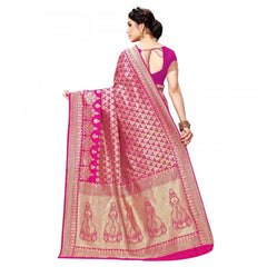 Mayawye Women's Jacquard Silk Kanjivaram Jacquard Silk Saree With Blouse (Pink, 5-6 Mtrs)