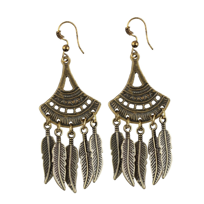 Mayawye Women's Gold Plated Leaf Design Earring (Color: Gold)