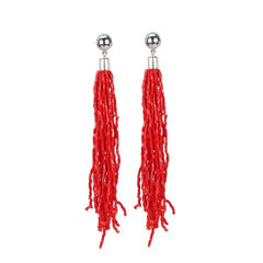 Mayawye Women's Alloy, Beads Hook Dangler Hanging Earring (Color: Red)