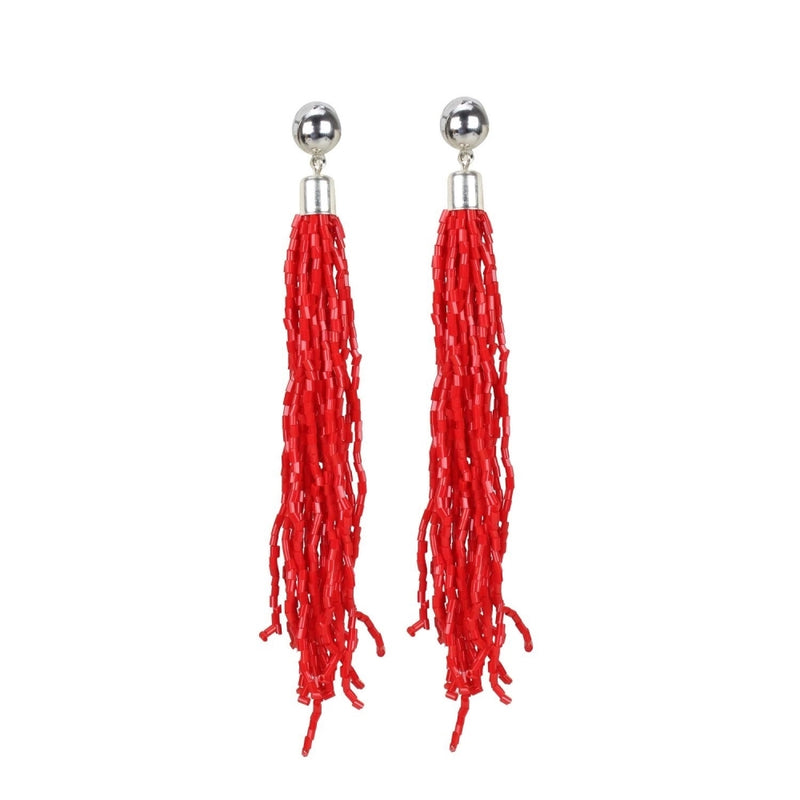 Mayawye Women's Alloy, Beads Hook Dangler Hanging Earring (Color: Red)