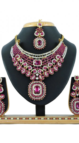 Mayawye Women's Alloy Necklace set (Pink)