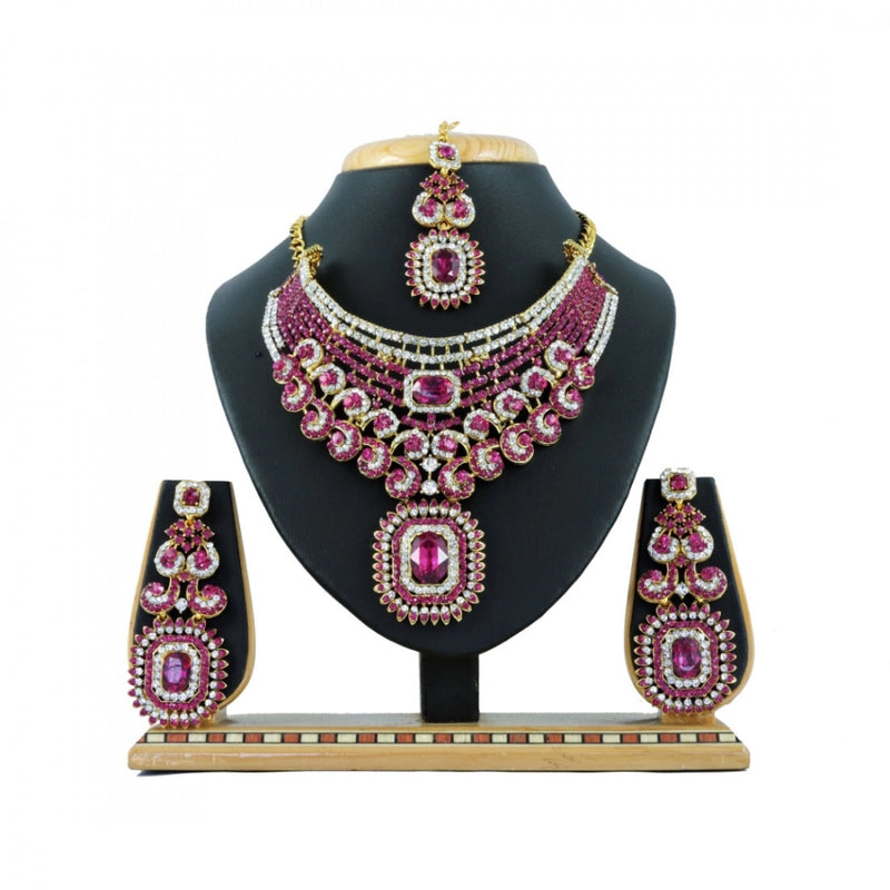 Mayawye Women's Alloy Necklace set (Pink)