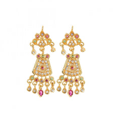 Mayawye Gold-Plated And Jadau Choker Necklace With Earrings Set For Women