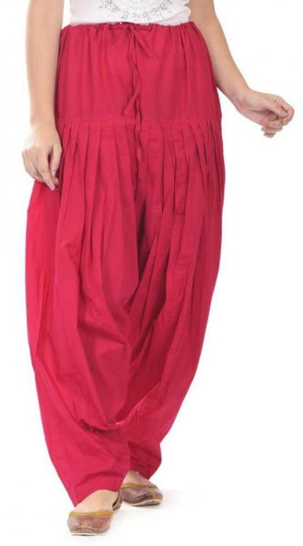 Mayawye Women's Cotton Solid Patiyala (Color:Rani Pink)