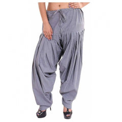 Mayawye Women's Cotton Solid Patiyala (Color:Smoke Grey)
