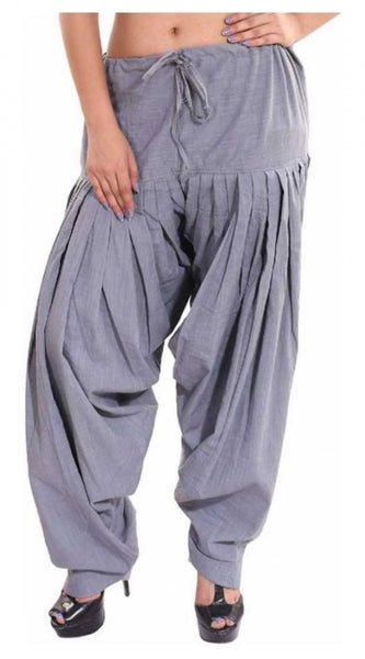 Mayawye Women's Cotton Solid Patiyala (Color:Smoke Grey)