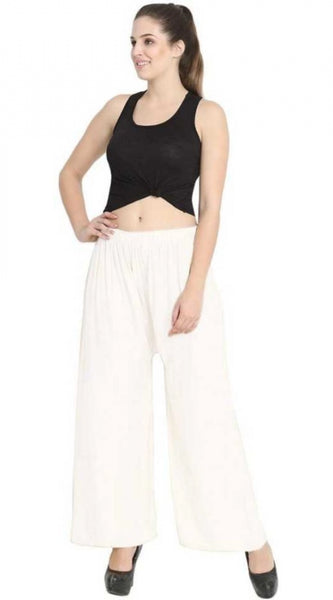 Mayawye Women's Rayon Palazzo (Color:White)