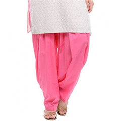 Mayawye Women's Cotton Solid Patiyala (Color:Baby Pink)