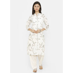 Mayawye Women's Cotton Solid Patiyala (Color:Half White)