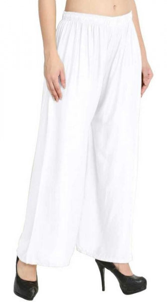 Mayawye Women's Rayon Palazzo (Color:White)