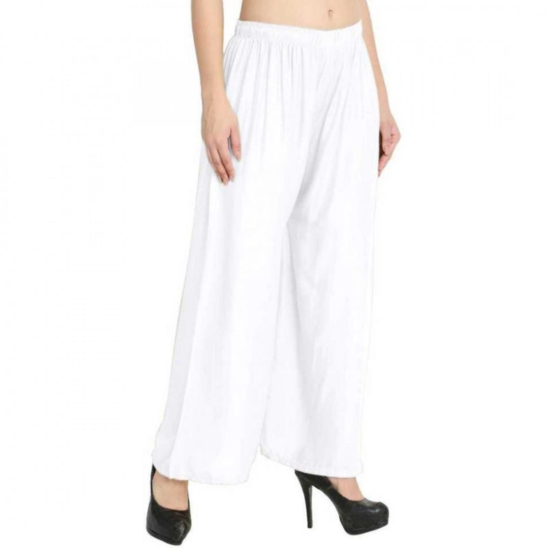 Mayawye Women's Rayon Palazzo (Color:White)