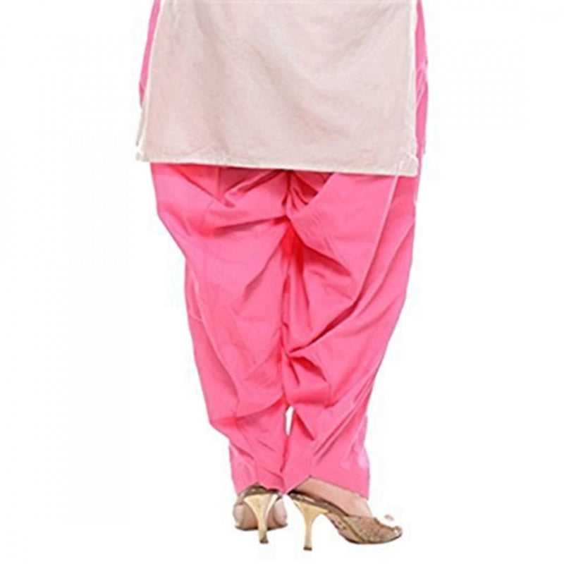 Mayawye Women's Cotton Solid Patiyala (Color:Baby Pink)