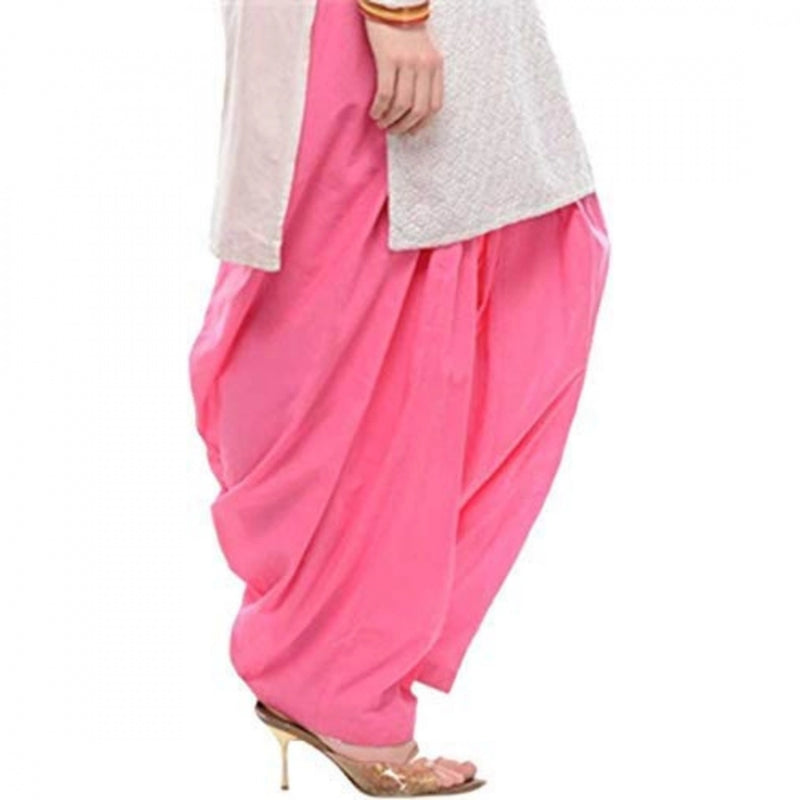 Mayawye Women's Cotton Solid Patiyala (Color:Baby Pink)