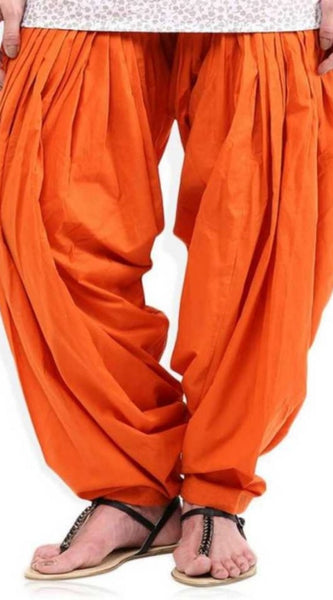 Mayawye Women's Cotton Solid Patiyala (Color:Orange)