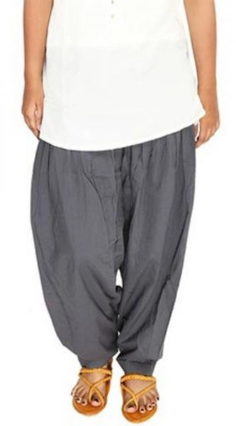 Mayawye Women's Cotton Solid Patiyala (Color:Smoke Grey)